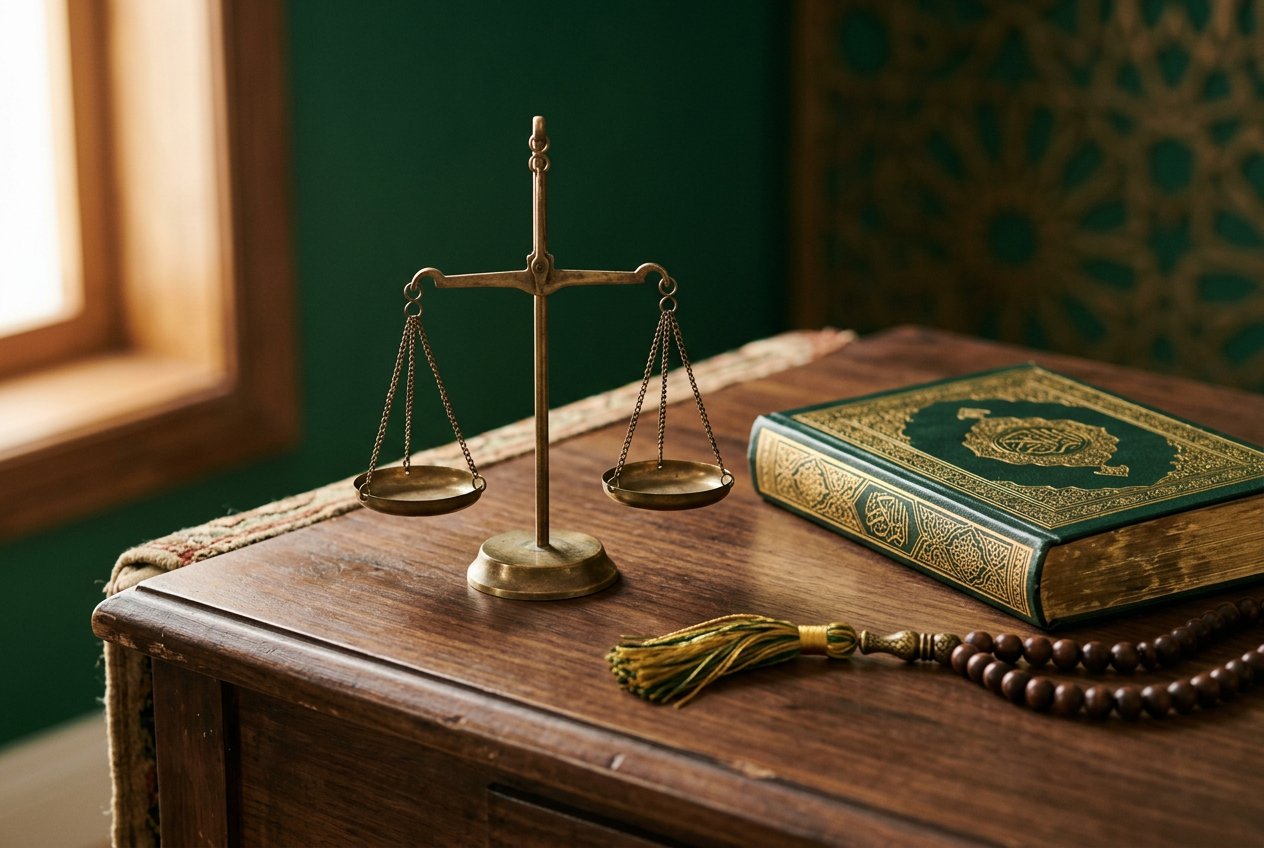 Islamic studies books and a notebook used for Fiqh lessons