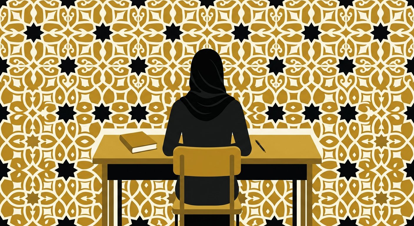 Illustrated silhouette of a woman in hijab representing the teaching team at Connection With Quran